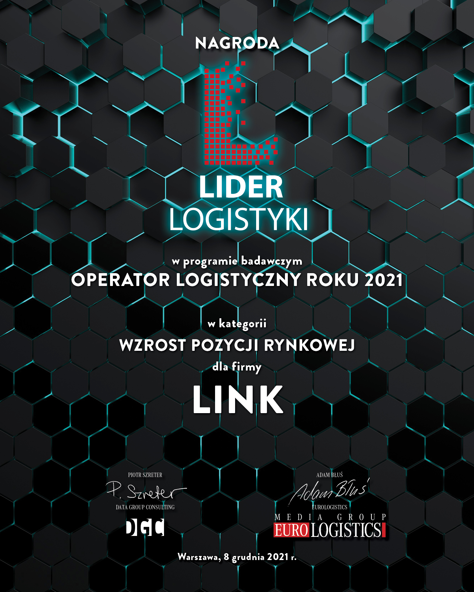 LINK - Liderem Logistyki w kategorii Wzrost Pozycji Rynkowej.